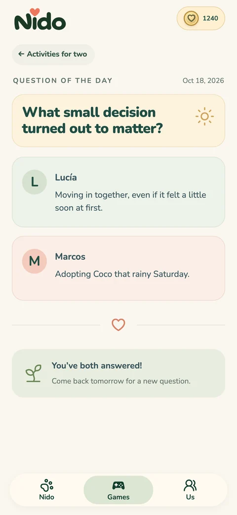 Nido — Questions for couples