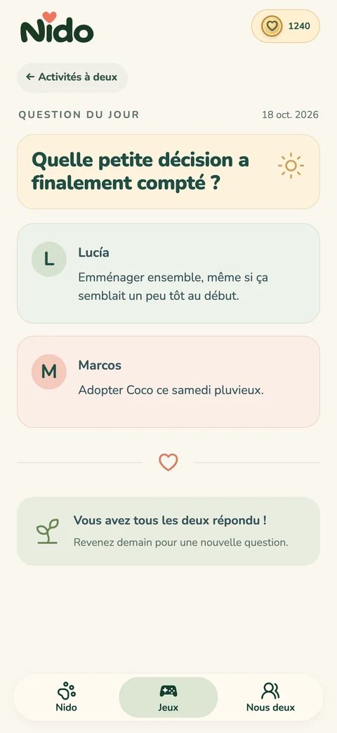 Nido — Questions pour couples